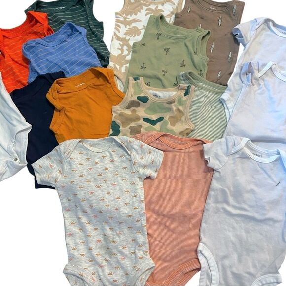 Carter's Assorted Baby Sleeveless‎ and Short Sleeve Bodysuit Bundle Lot, Size 3m - Picture 7 of 8